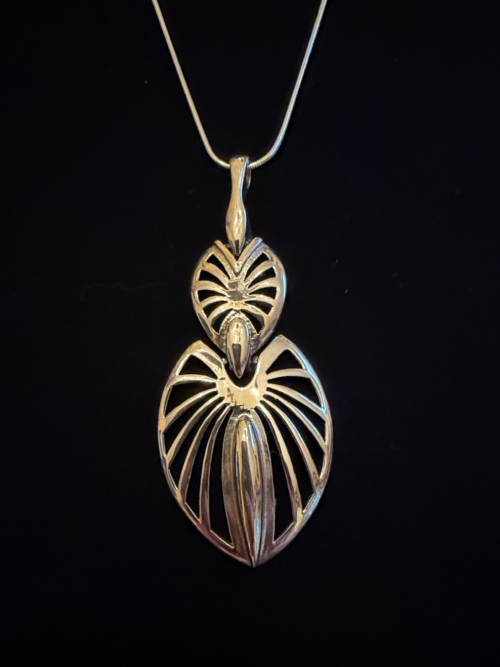 Vintage Trifari Pendant and Chain Necklace - Silver